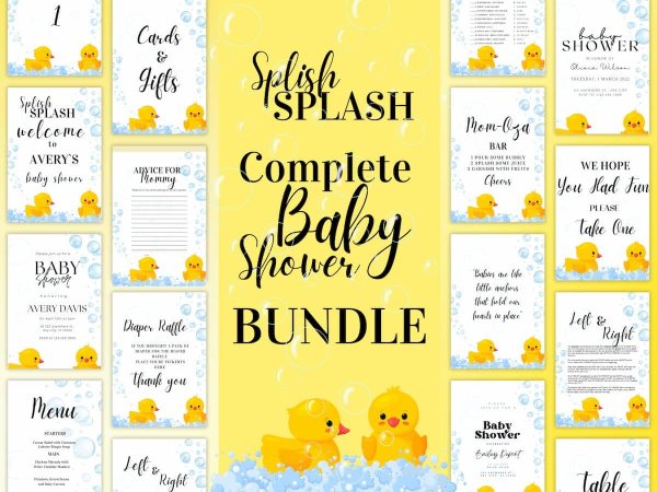 100+ Rubber Duck Baby Shower Printable Bundle - Planning baby shower