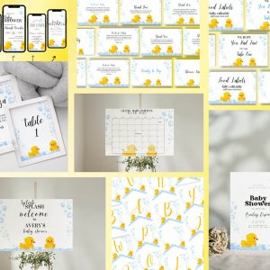 100+ Rubber Duck Baby Shower Printable Bundle - Planning baby shower