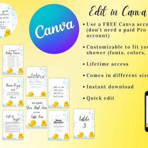 100+ Rubber Duck Baby Shower Printable Bundle - Planning baby shower