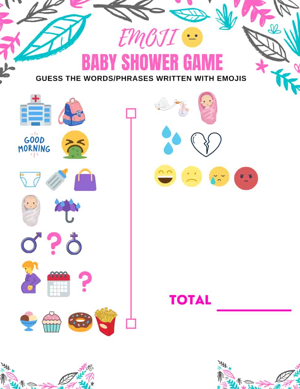Baby Shower Emoji Game Guide (2 Printable included)