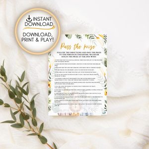 Safari themed Pass the Price game: Editable PDF Download for Baby Shower Games