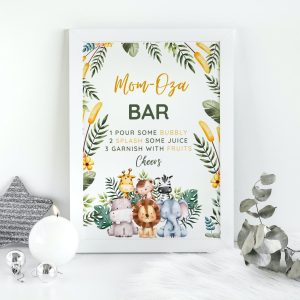 Safari Baby Shower Mom-osa Bar Sign: Printable Mimosa Station Decor