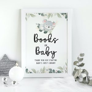 Books for Baby Sign for koala baby shower party