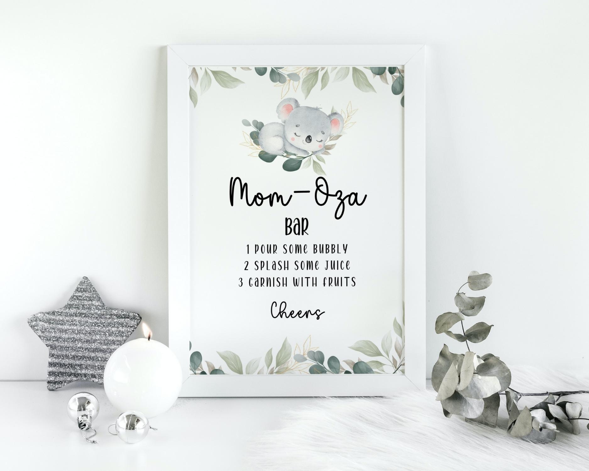 Mom-osa Bar Sign for koala themed baby shower