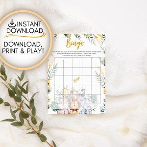 Safari themed Find the guest bingo game: Editable PDF Download for Baby Shower Games