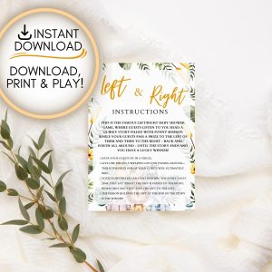 Safari themed Left and right baby shower game: Editable PDF Download for Baby Shower Games