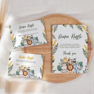 Safari themed Diaper Raffle Set game: Editable PDF Download for Baby Shower Games