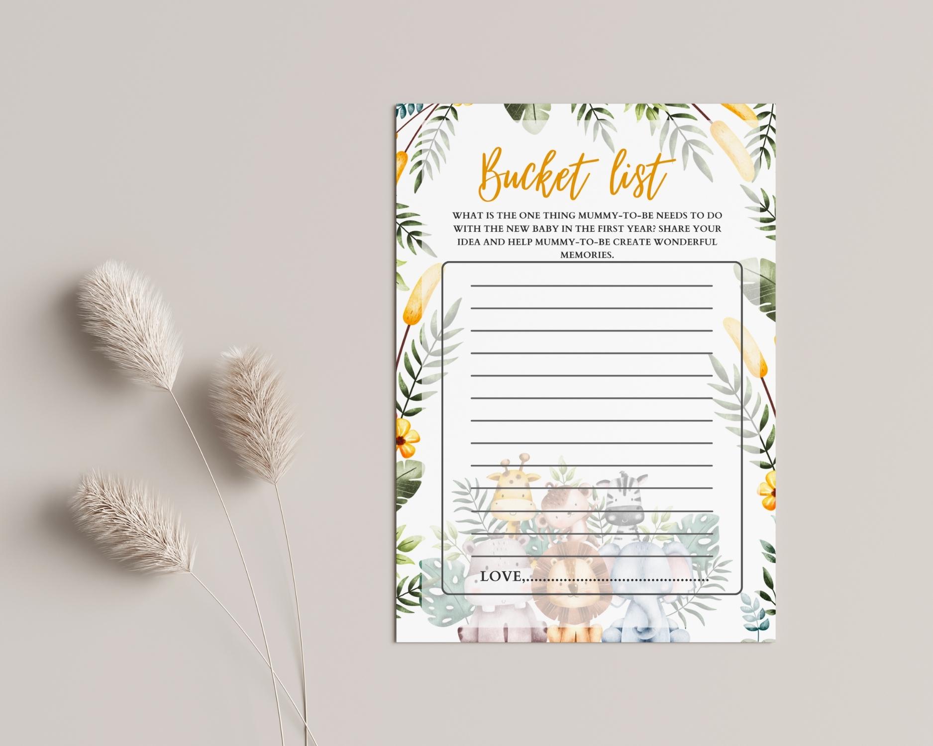 Safari themed Editable baby bucket list game: Editable PDF Download for Baby Shower Games - Image 2