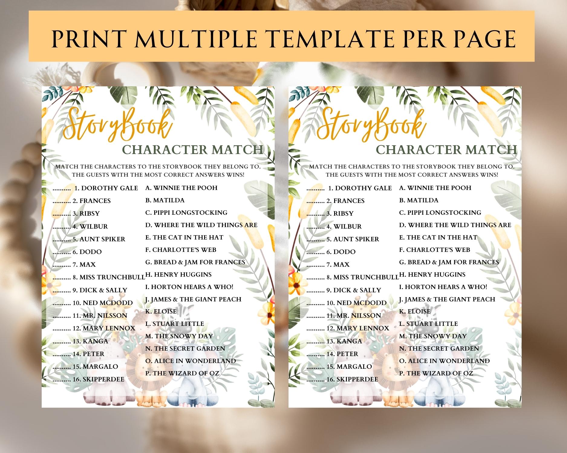 Safari Themed Character Match Story Book: Editable PDF Download for Baby Shower Games - Image 4