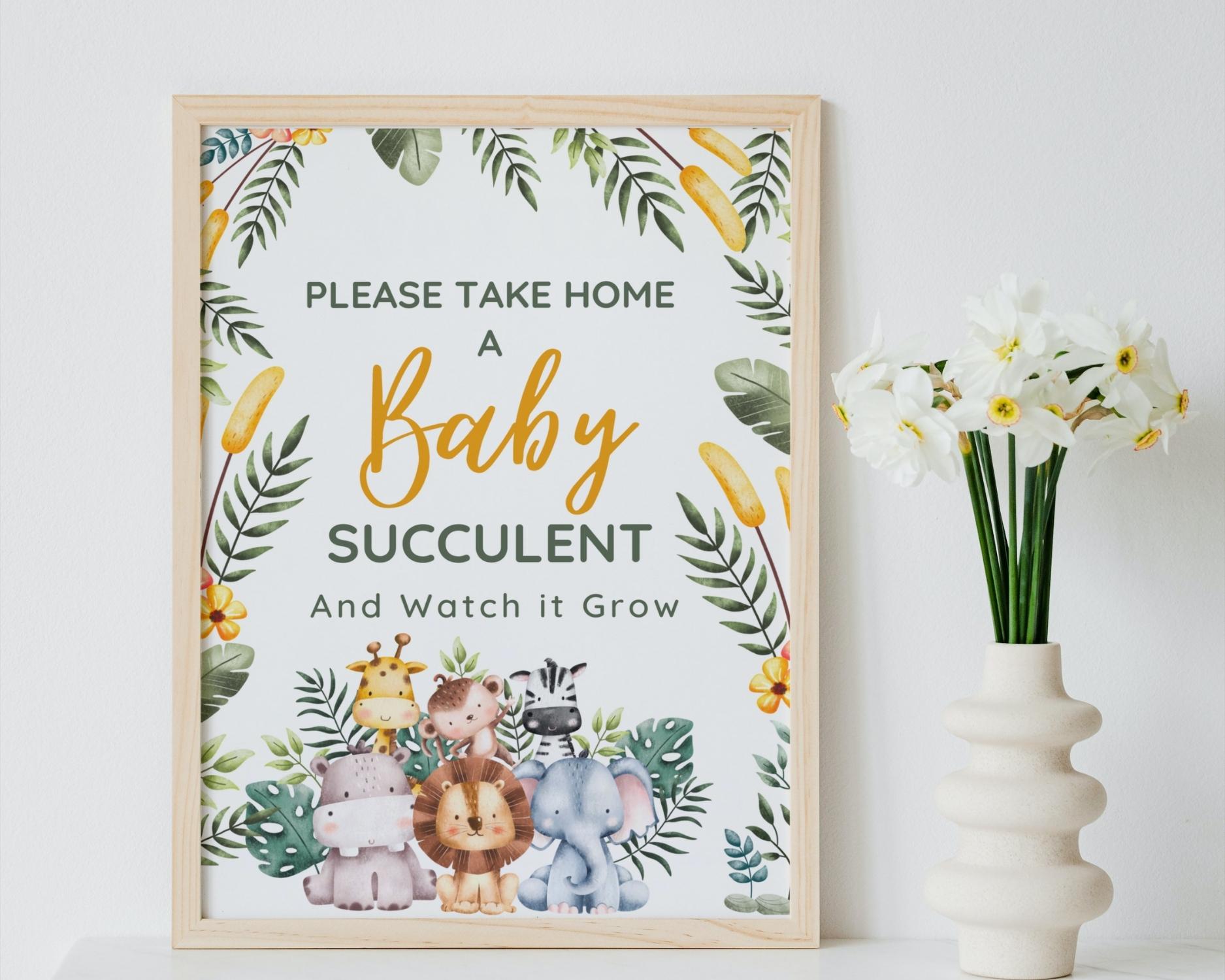 Please take home a baby Succulent Baby Shower Sign safari Baby Shower - Image 3