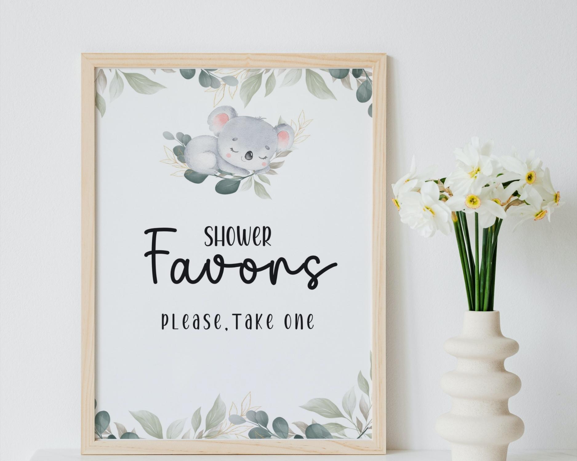 Favor Sign printable for koala themed baby shower party - Image 4