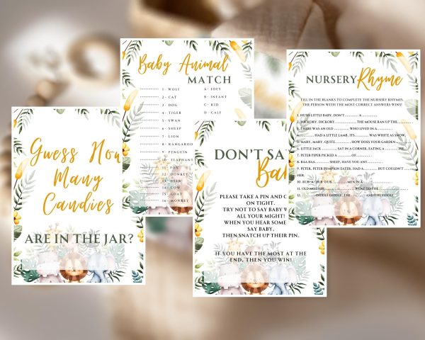 Safari themed Baby Nursery Rhyme Quiz game with answers: Editable PDF Download for Baby Shower Games - Image 4