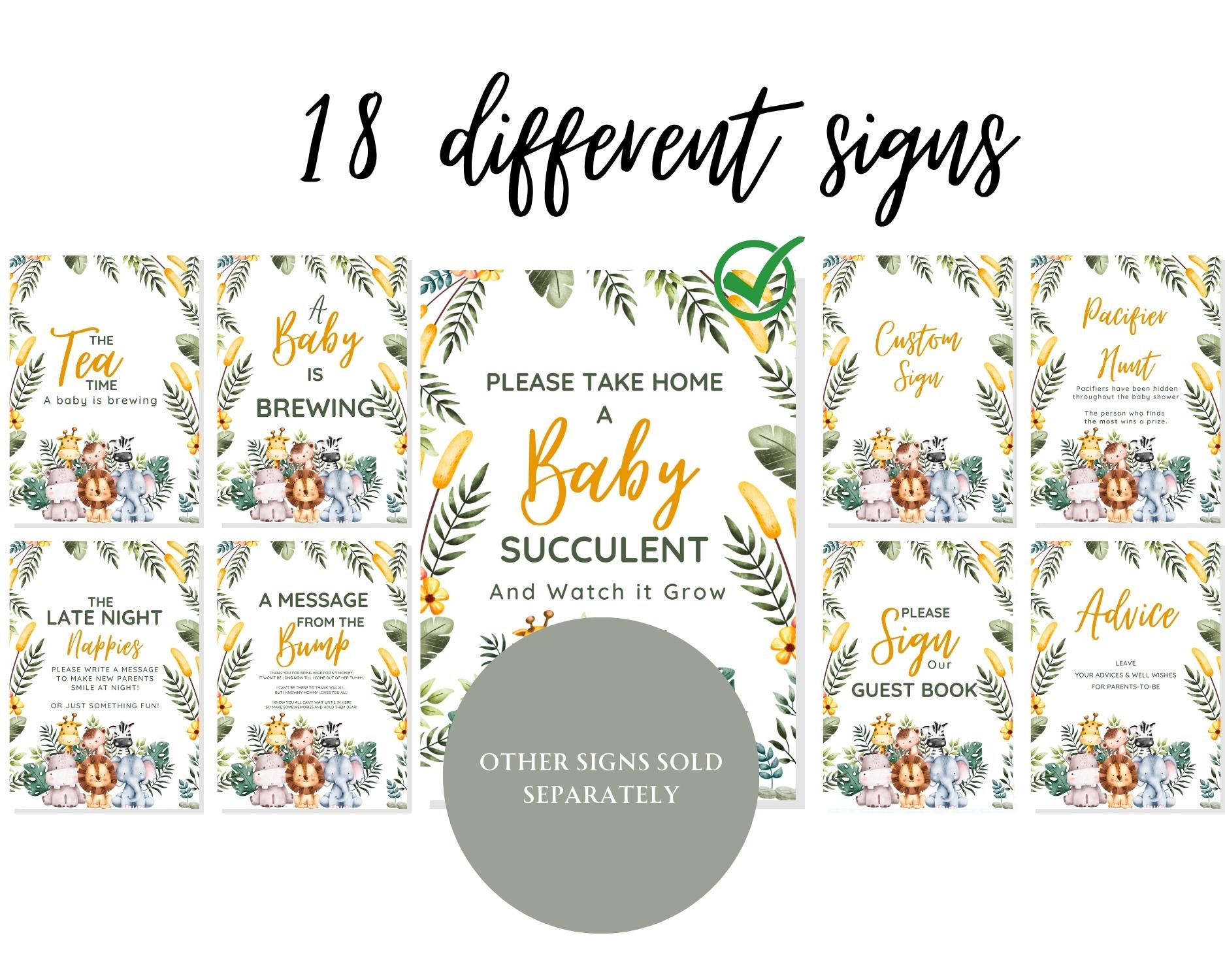 Please take home a baby Succulent Baby Shower Sign safari Baby Shower - Image 4