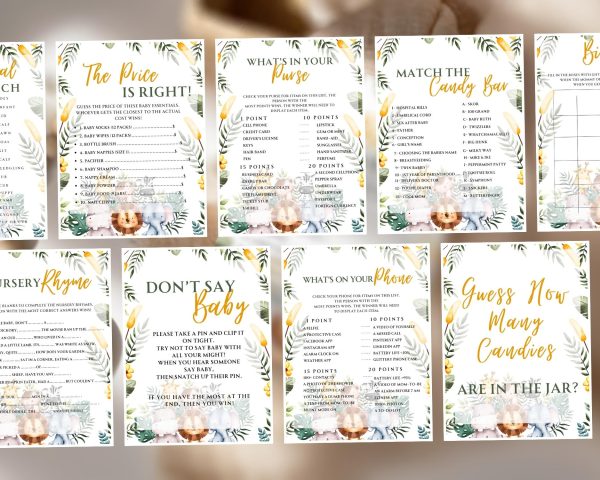Safari themed Baby Nursery Rhyme Quiz game with answers: Editable PDF Download for Baby Shower Games - Image 5