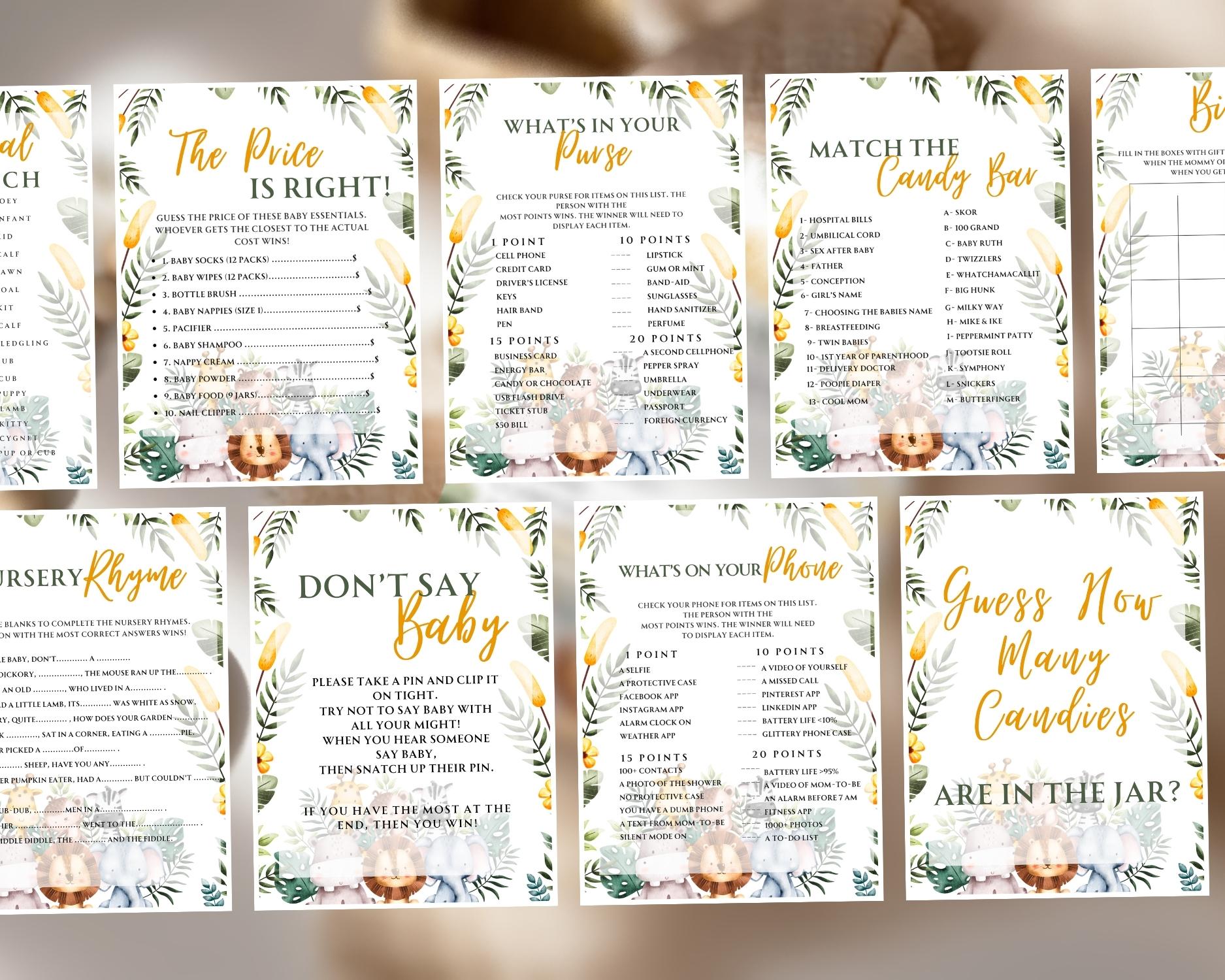 Safari themed How Big Is Mommy's Belly? game: Editable PDF Download for Baby Shower Games - Image 5