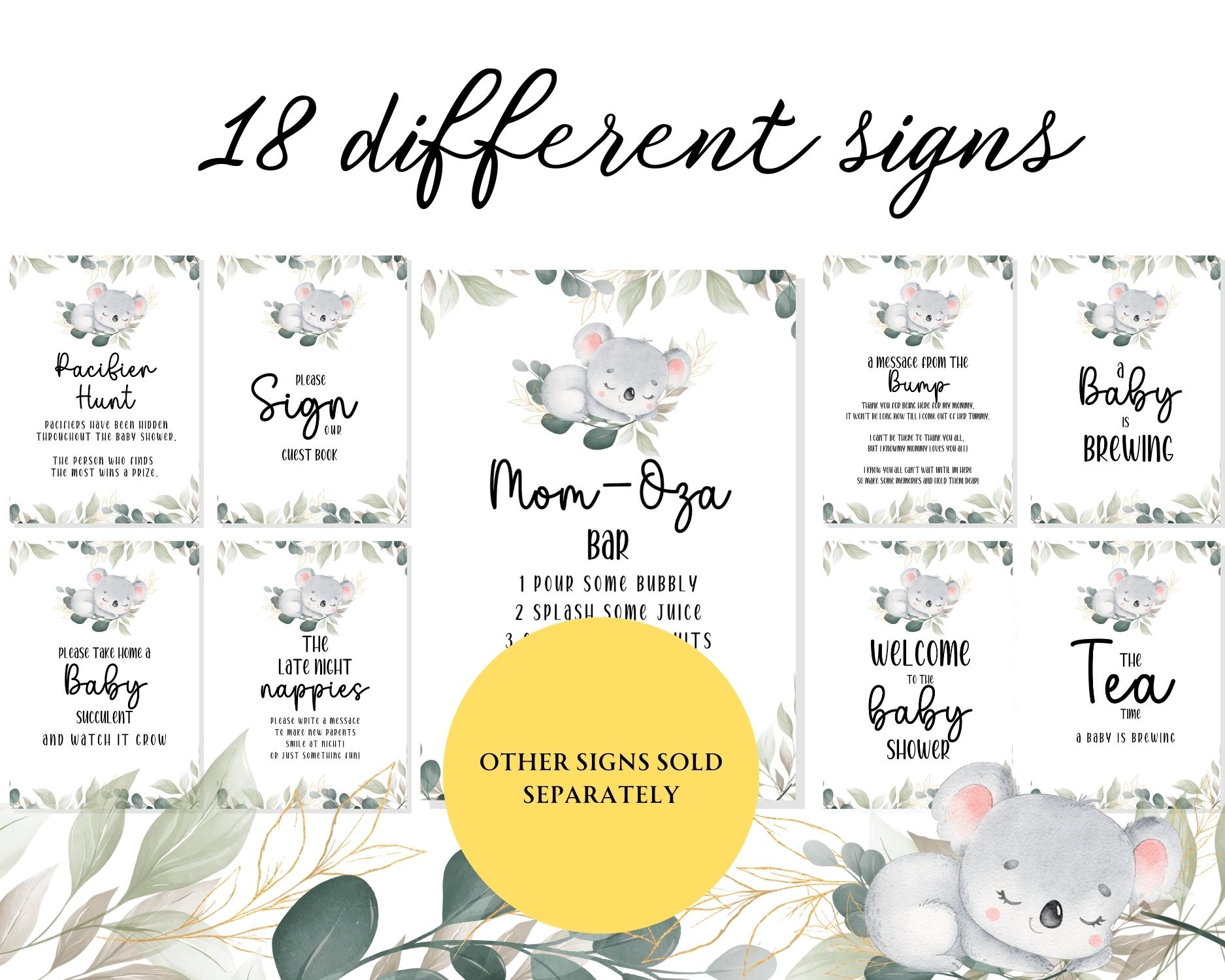 Drinks Table Sign printable for koala themed baby shower party - Image 5