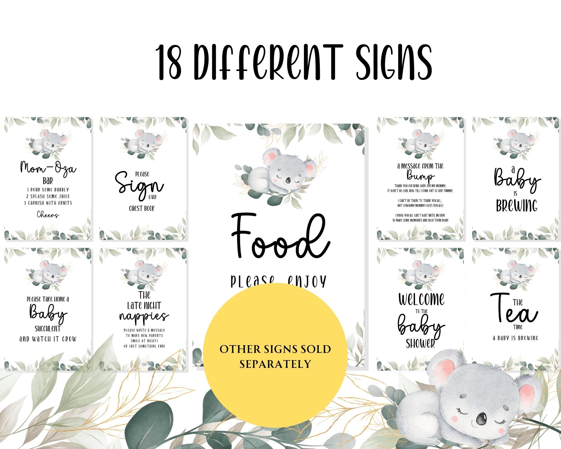 Favor Sign printable for koala themed baby shower party - Image 6