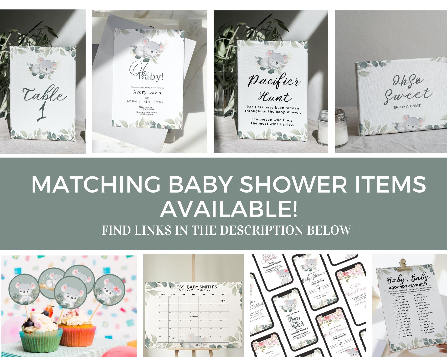 Pacifier Hunt Table Sign for koala themed baby shower party - Image 7