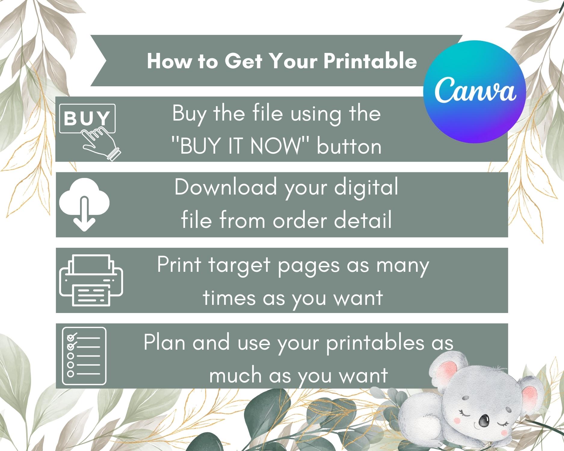 Favor Sign printable for koala themed baby shower party - Image 9